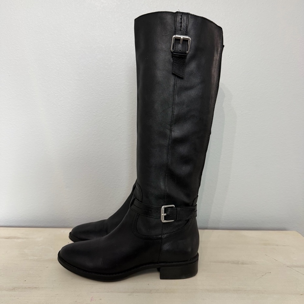 Sam Edelman Black Leather Ponce Buckle Tall Boots Size 6